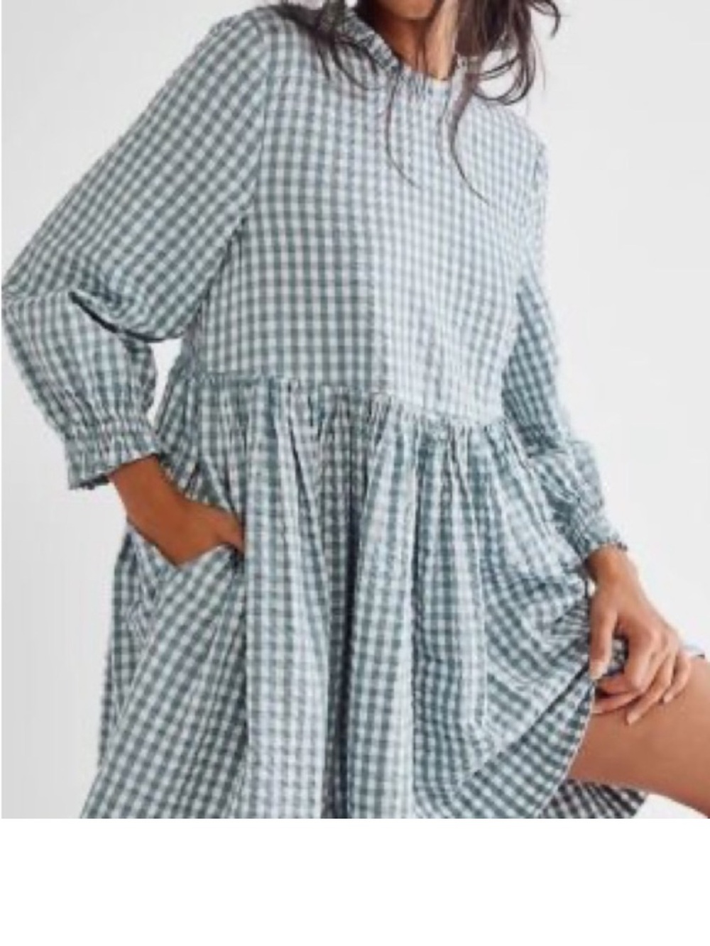 Free People Gingham Living for This Smock Babydoll Endless Summer Dress Small